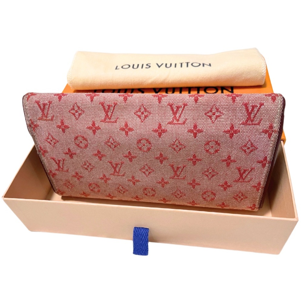 Louis Vuitton Pink Red Denim Long Wallet